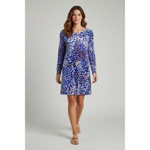 Lilly Pulitzer Olive Velour Swing Dress In Beckon Blue Sparkling Grotto Size XS